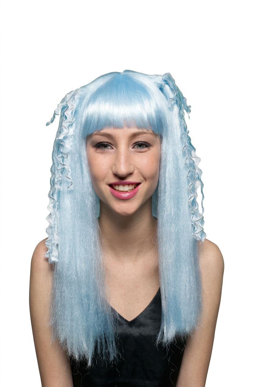 Peluca Party Wigs Azul Larga con Rizos Sanromá