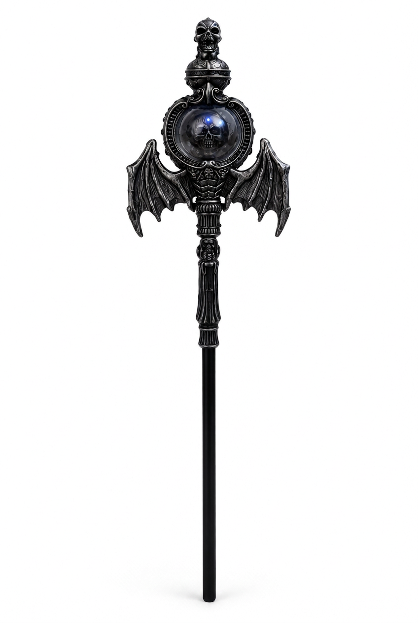 Bastón Mágico LED con Alas y Calavera para Halloween