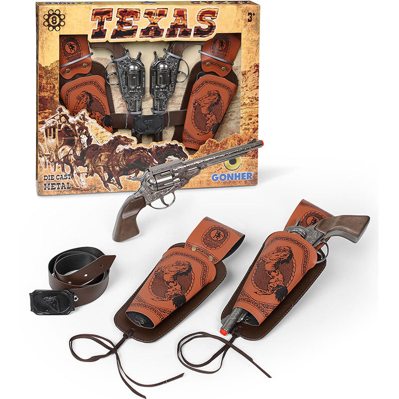 Set Texas Gonher: 2 revólveres die cast, 2 fundas y cinturón