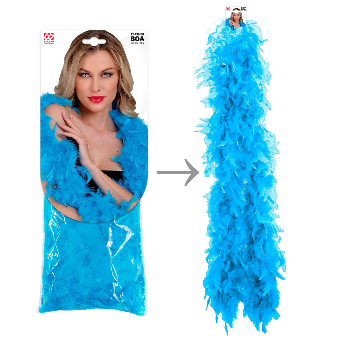 Boa de Plumas Azul Claro