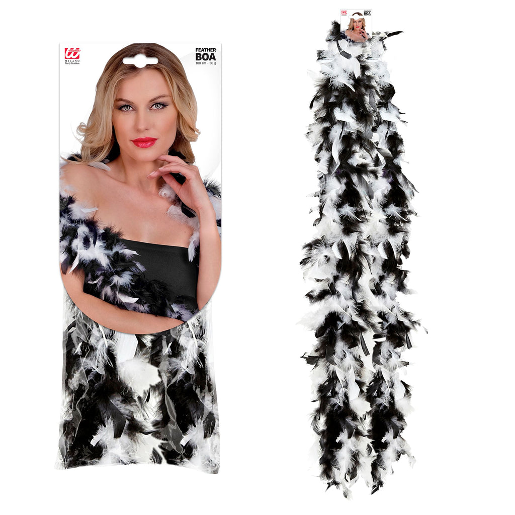 Boa de Plumas Negra y Blanca
