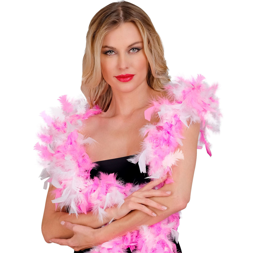 Boa de Plumas Rosa y Blanca