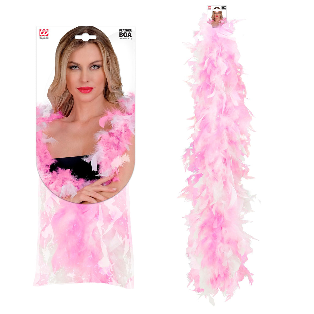 Boa de Plumas Rosa y Blanca