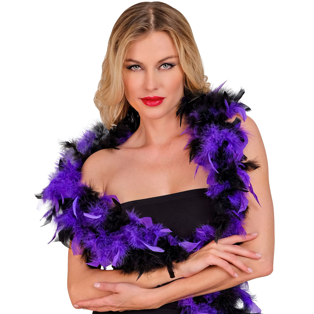 Boa de Plumas Negro y Lila 107 cm