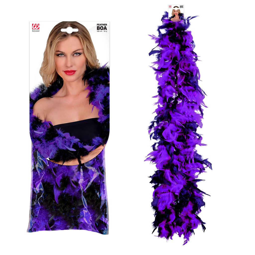 Boa de Plumas Negro y Lila 107 cm