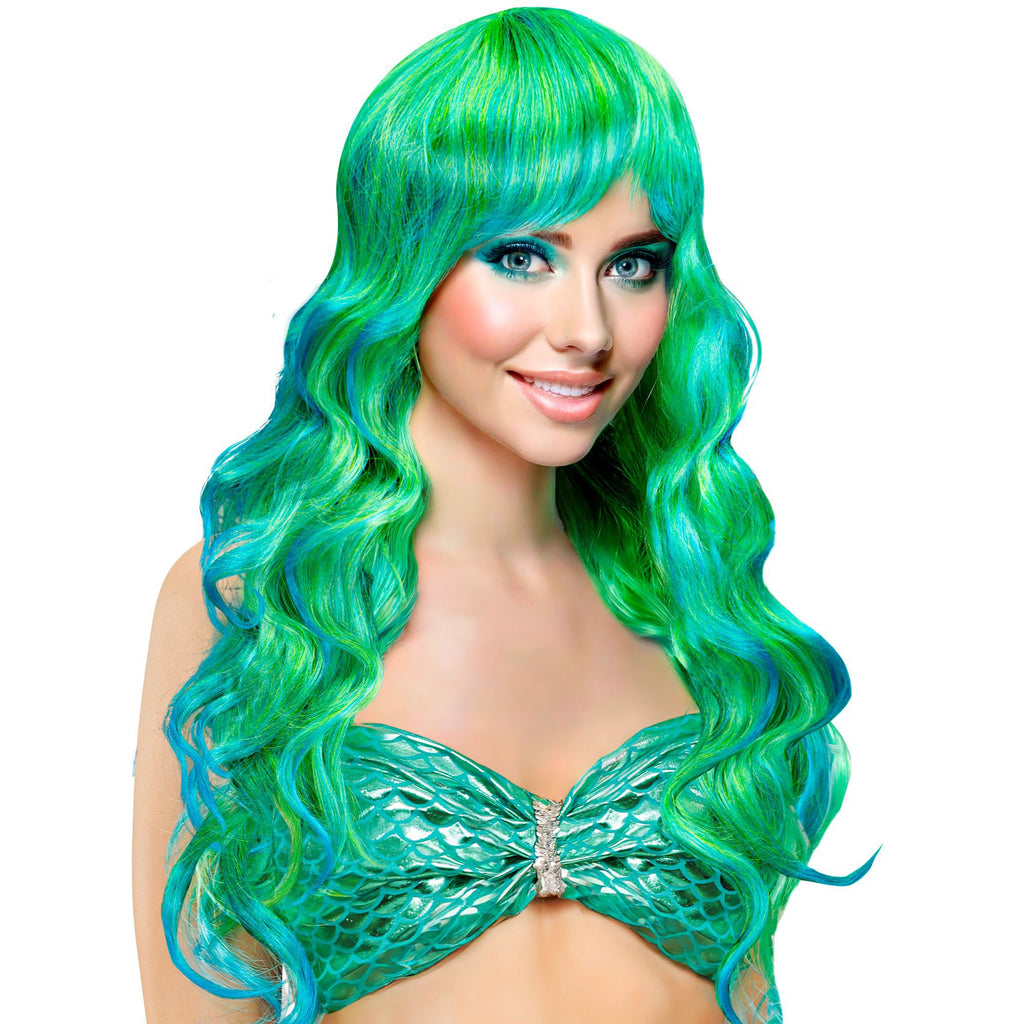 Peluca Sirena Verde – Ondulada para Disfraz de Sirena