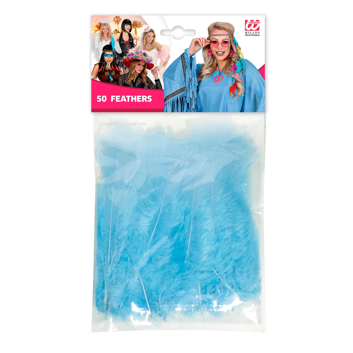 Pack 50 Plumas Azul Turquesa.