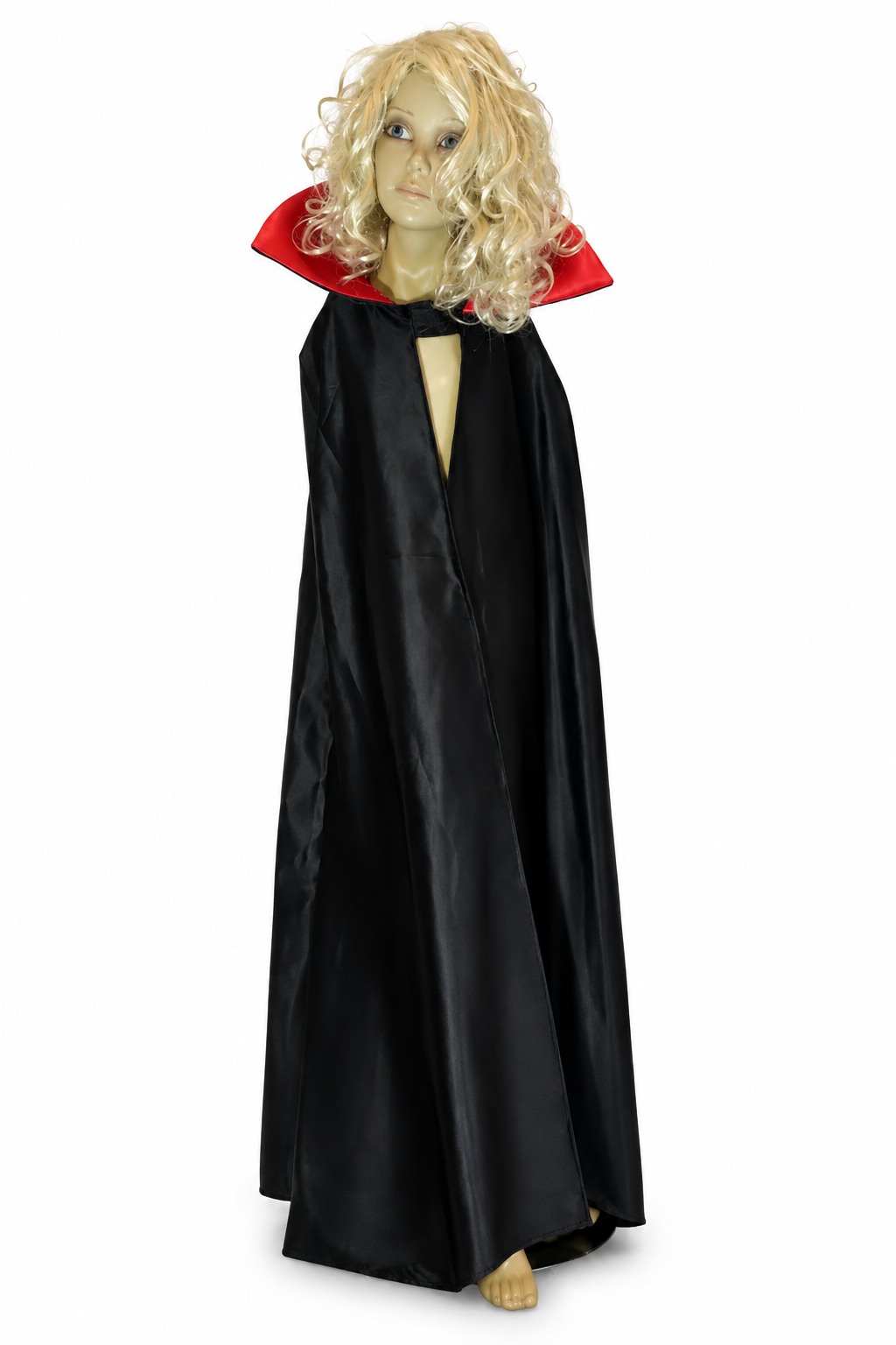 Kids' Dracula Cape — Black with Red Collar