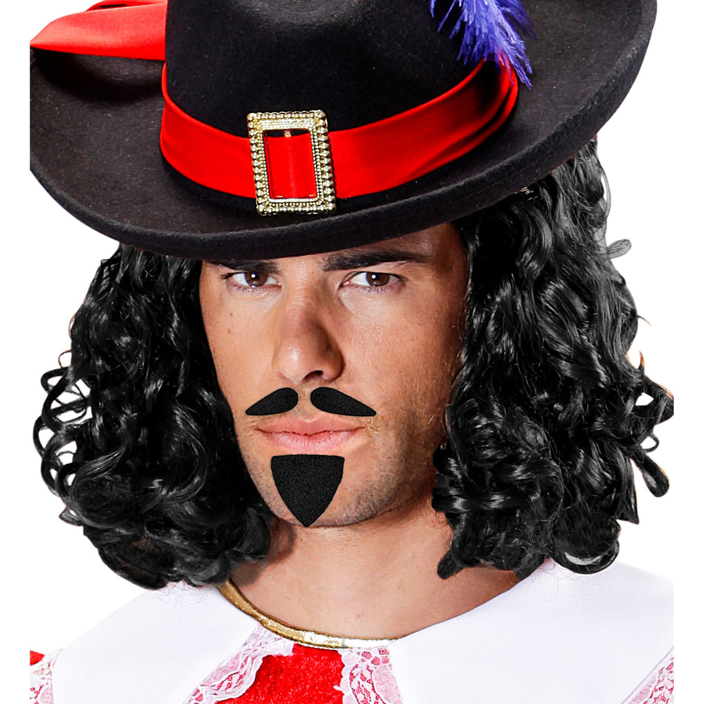 Bigote y Perilla Negra de Mosquetero