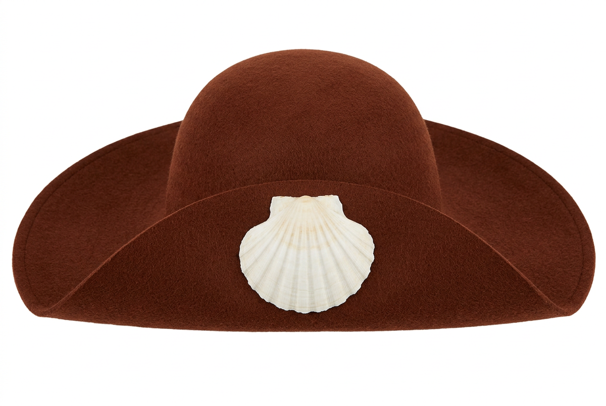 Sombrero de Peregrino Marrón con Concha del Camino de Santiago