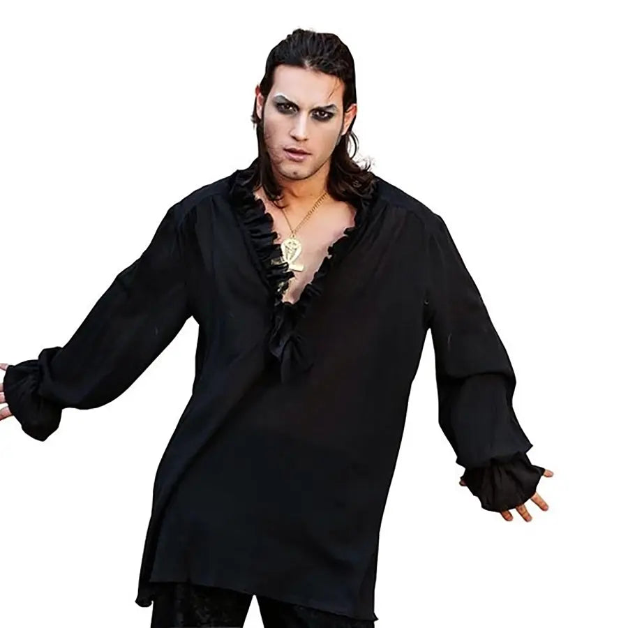 Camisa Medieval Negra Hombre — Confección Artesanal