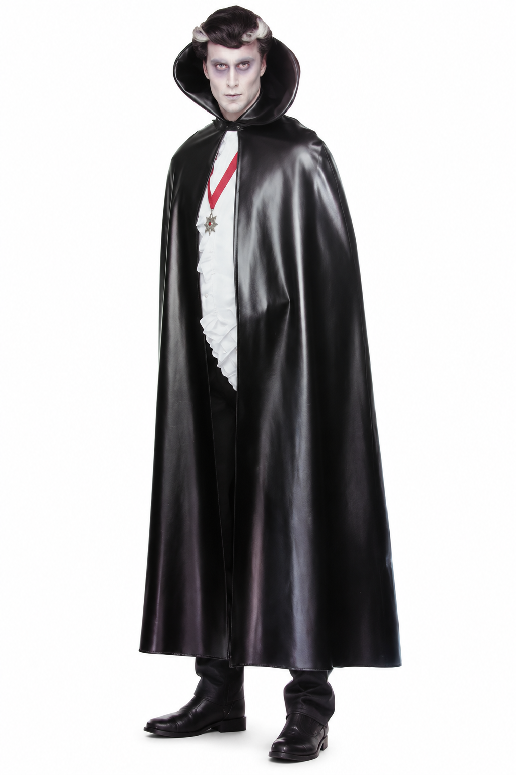 Faux Leather Black Cape - Adult Vampire, Wizard, or Witch Costume