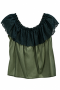 Green Medieval Shirt with Lace Ruffle
