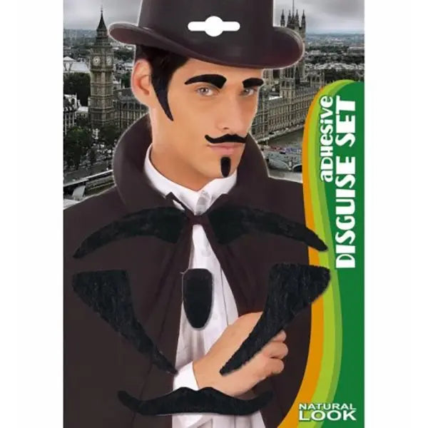 Set Cejas; Patillas; Bigote Y Perilla Negra