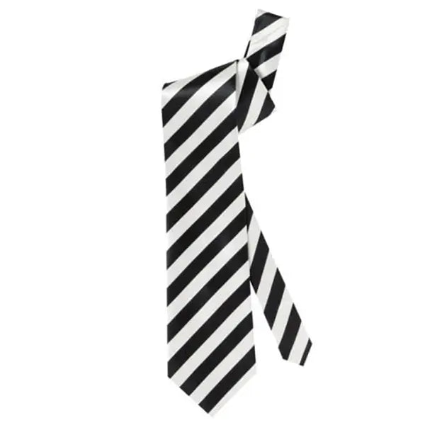 Corbata Blanca Con Rayas Negras Raso