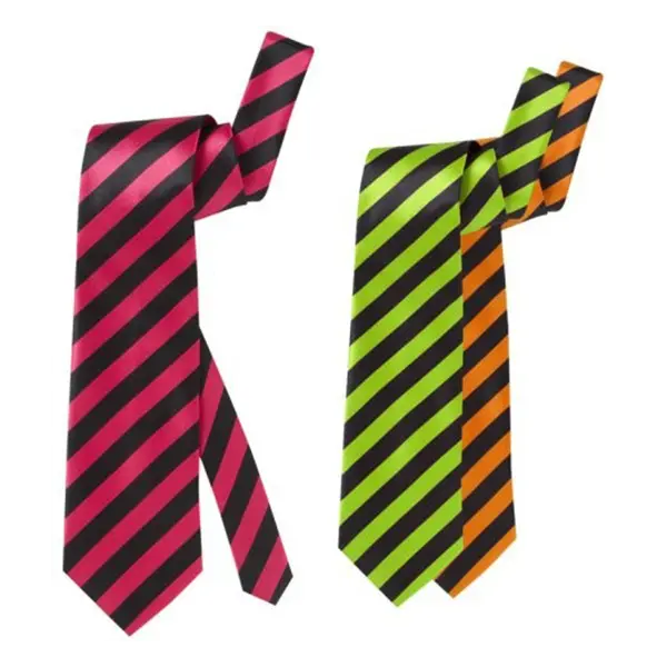 Fluorescent Striped Satin Tie – Green