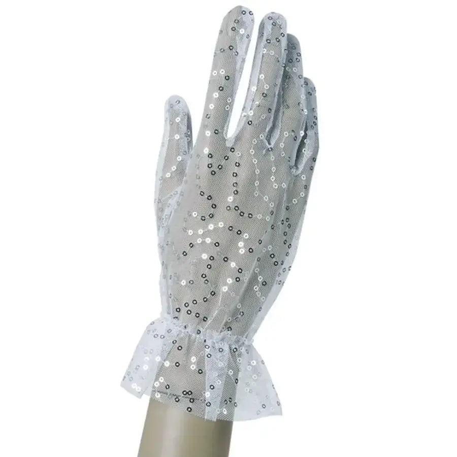 Guantes de Lentejuelas Blancos 25 cm