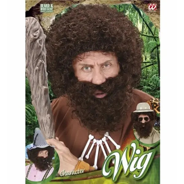 Curly Brown Wig And Beard