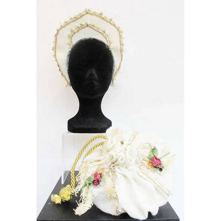 Conjunto Tocado Y Bolso Con Flores