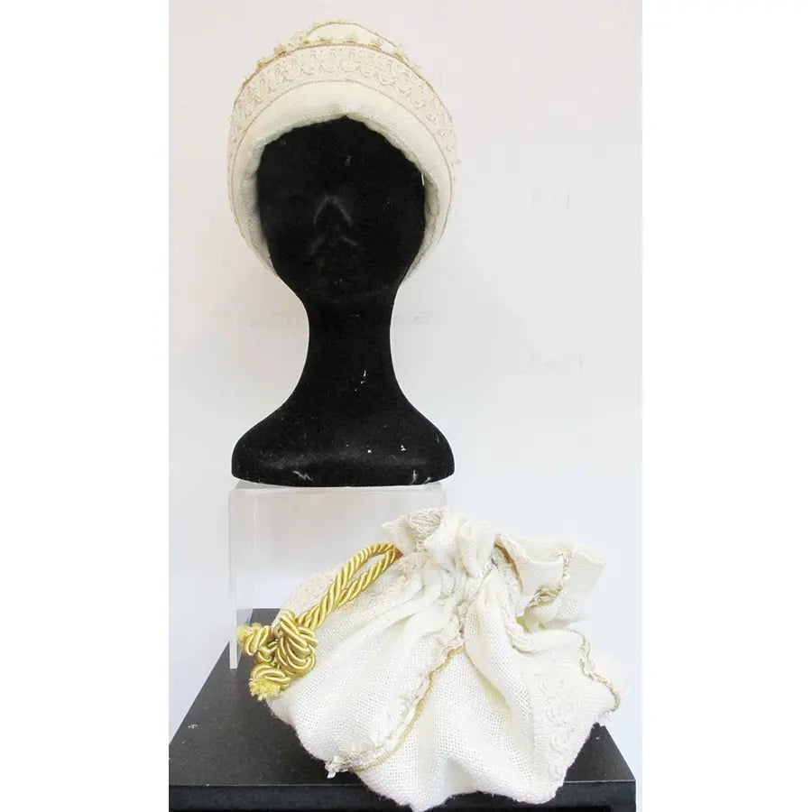 Conjunto Tocado Y Bolso Con Chordón