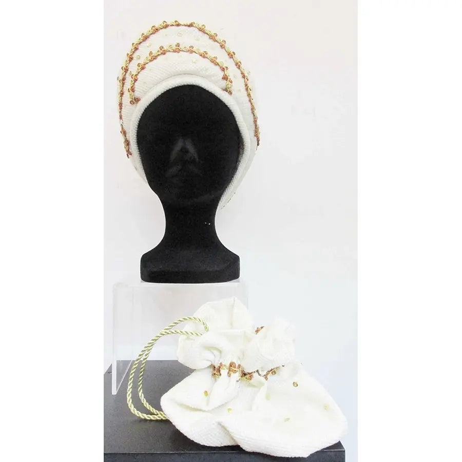 Conjunto Tocado Y Bolso Blanco