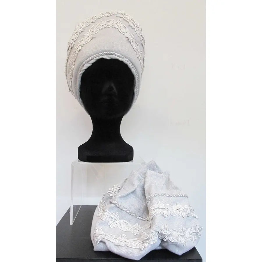 Conjunto Tocado Y Bolso Pasamaneria Blanco