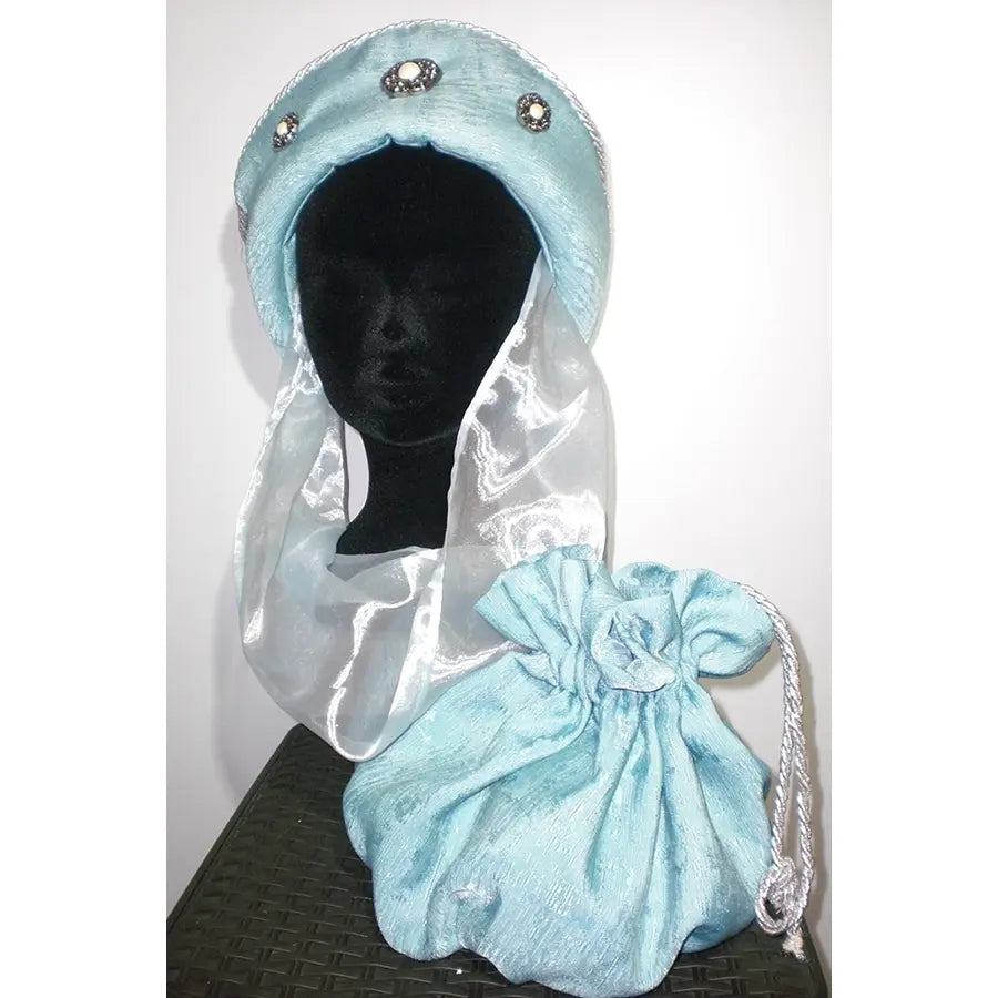 Conjunto Tocado Y Bolso Azul Claro