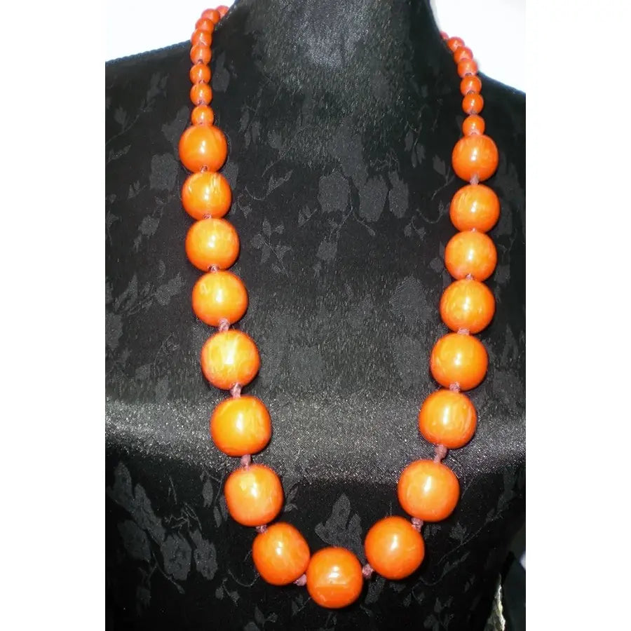 Collar Bolas Madera Naranja