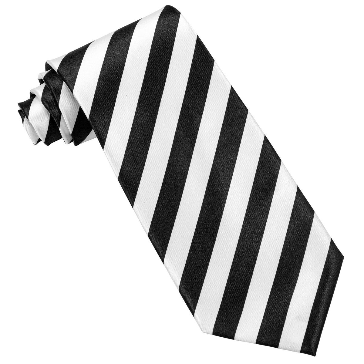 Corbata Blanca con Rayas Negras de Raso