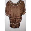 Disfraz Blusa Marrón Ribete Beige