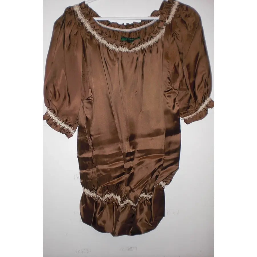 Disfraz Blusa Marrón Ribete Beige