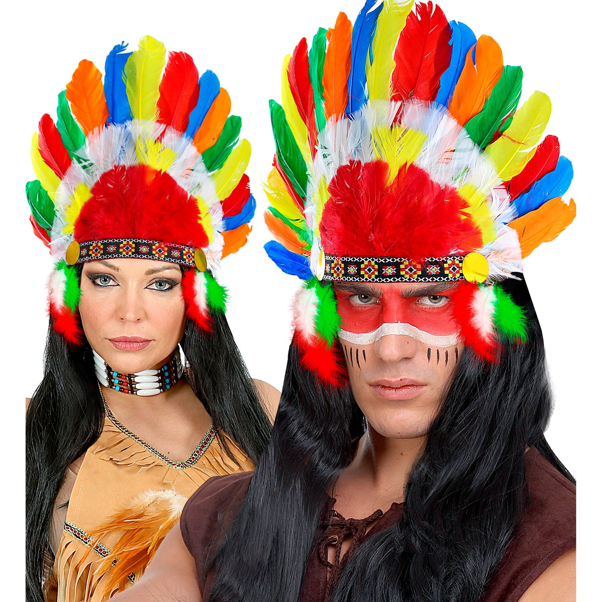 Tocado Indio con Plumas — Accesorio para Disfraz