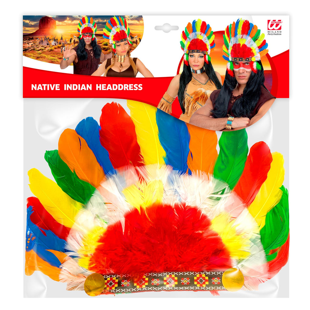 Tocado Indio con Plumas — Accesorio para Disfraz