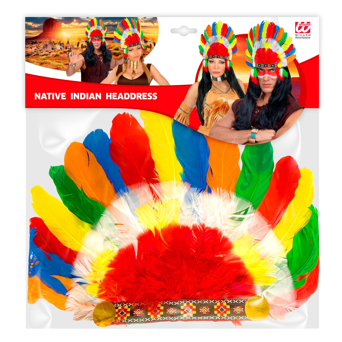 Tocado Indio con Plumas — Accesorio para Disfraz
