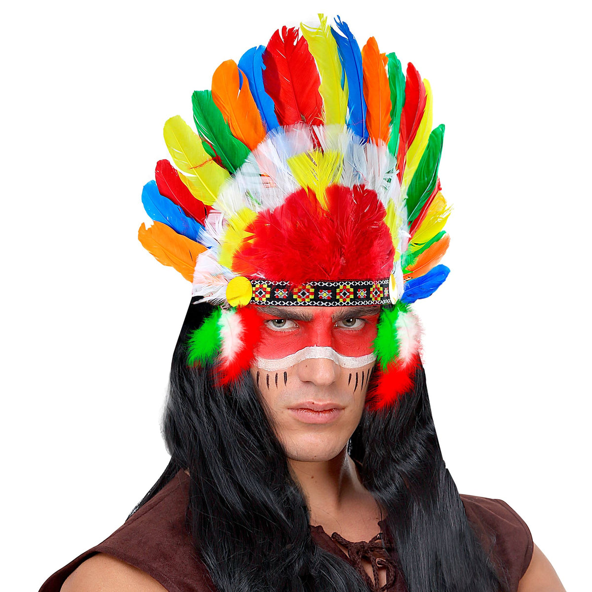 Tocado Indio con Plumas — Accesorio para Disfraz