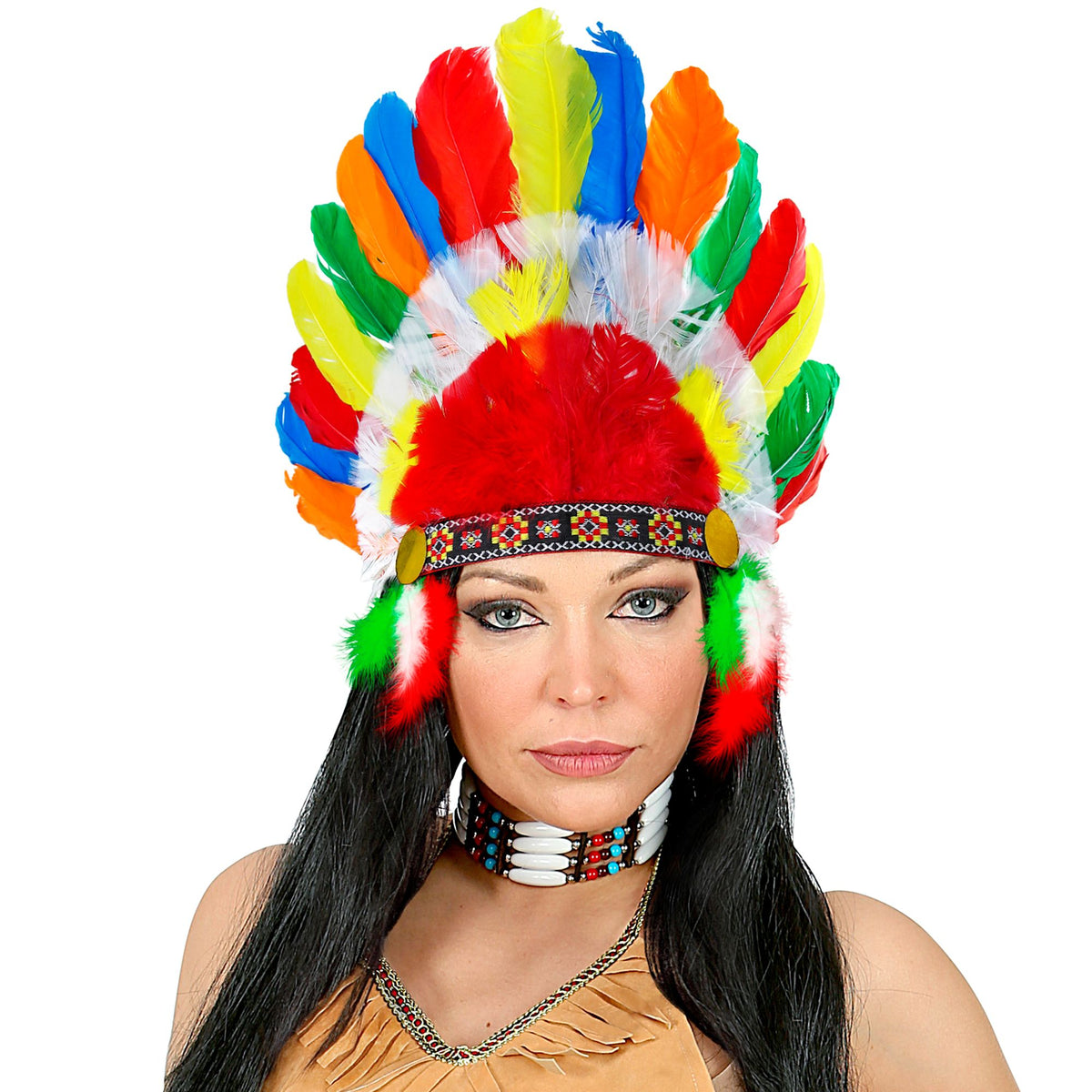 Tocado Indio con Plumas — Accesorio para Disfraz