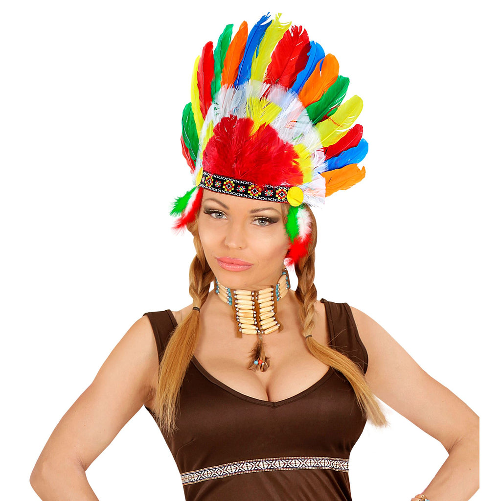 Tocado Indio con Plumas — Accesorio para Disfraz