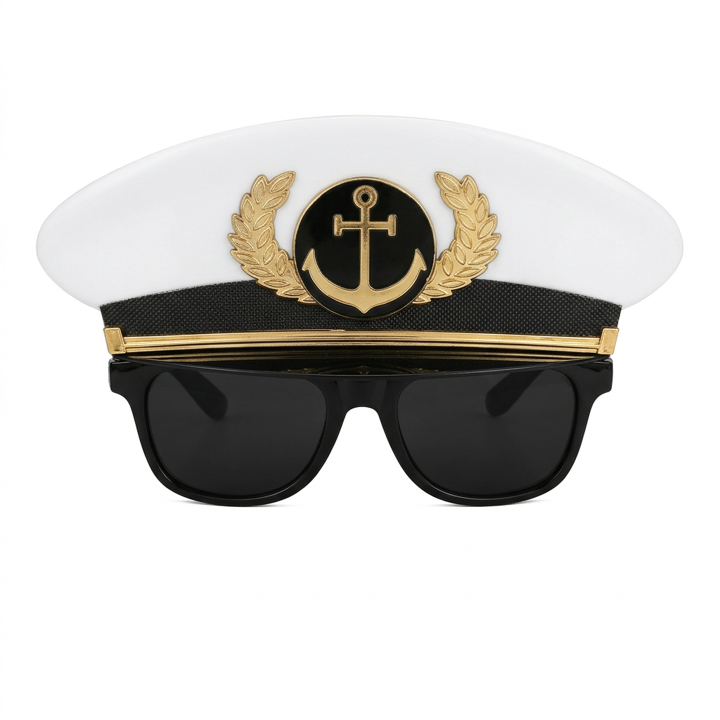 Gafas Capitán de Marina con Gorra para Disfraz