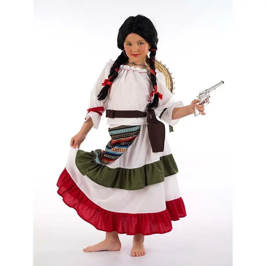 Disfraz Mexicana Infantil – Falda, Casaca y Cinturón para Niña