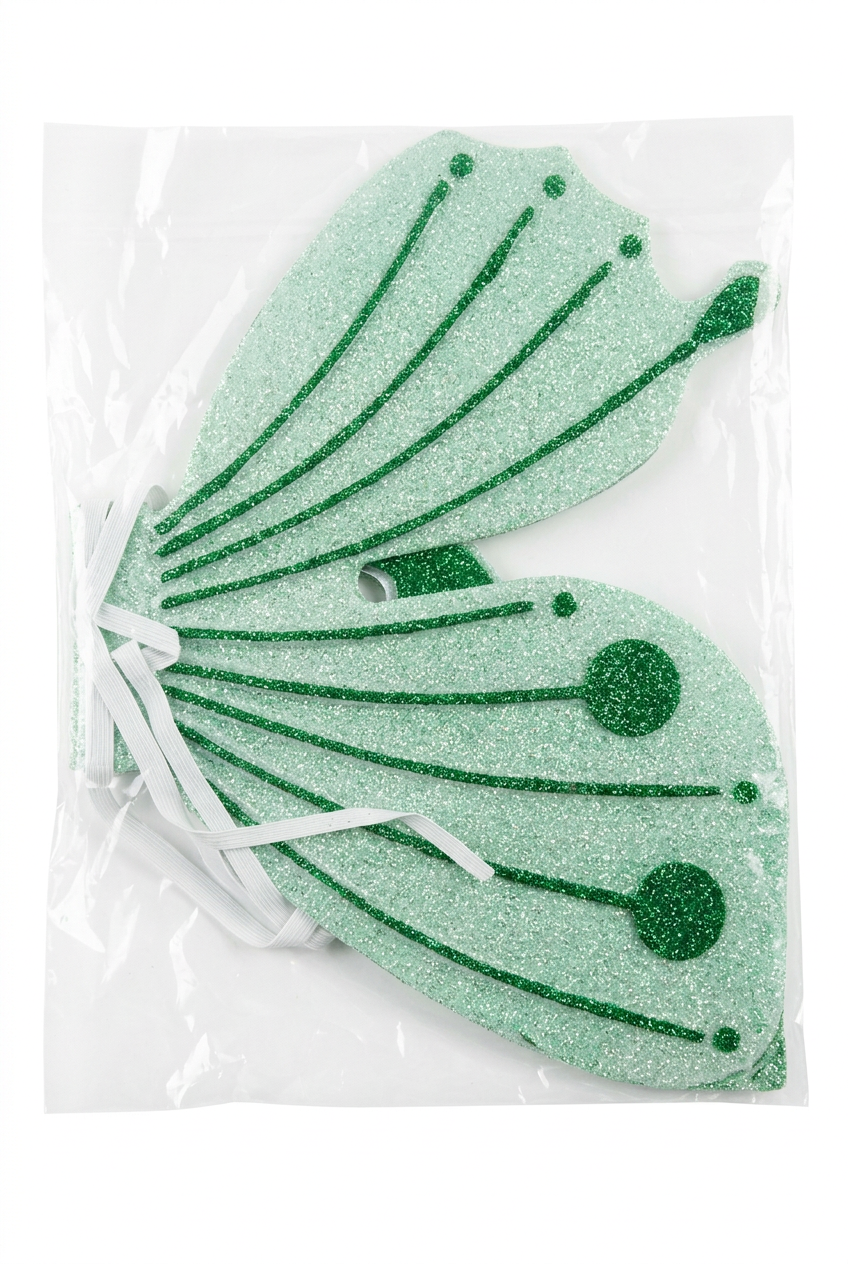 Set Alas de Hada Verde con Purpurina y Antenas