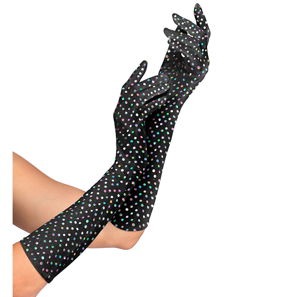 Guantes Negros con Brillantes 40 cm
