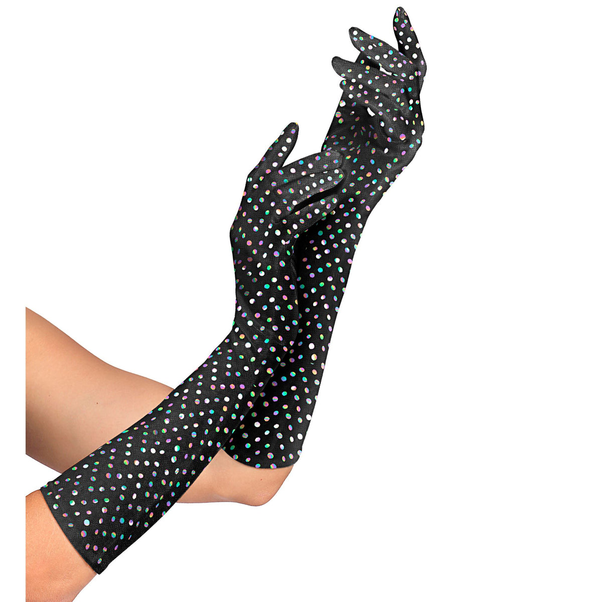 Guantes Negros con Brillantes 40 cm