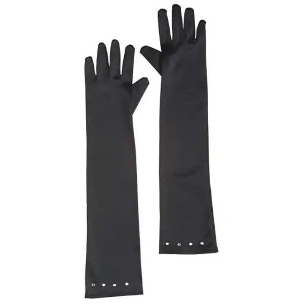 Guantes Negros Raso Con Strass