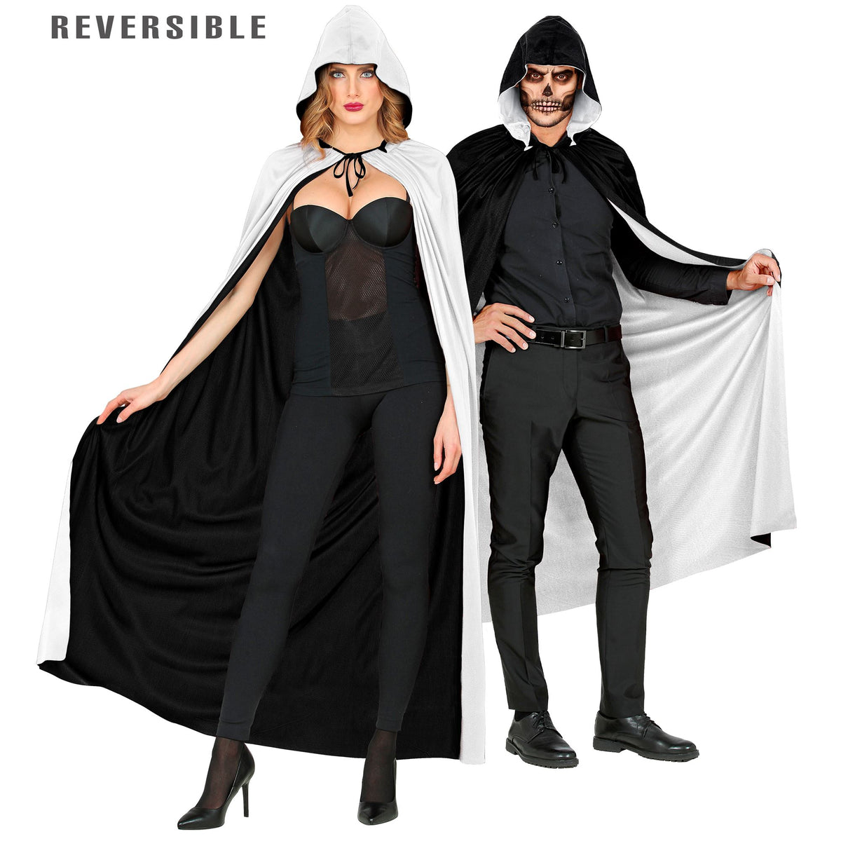 Disfraz Capa Negra Y Blanca Reversible