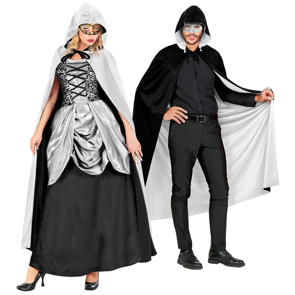 Disfraz Capa Negra Y Blanca Reversible