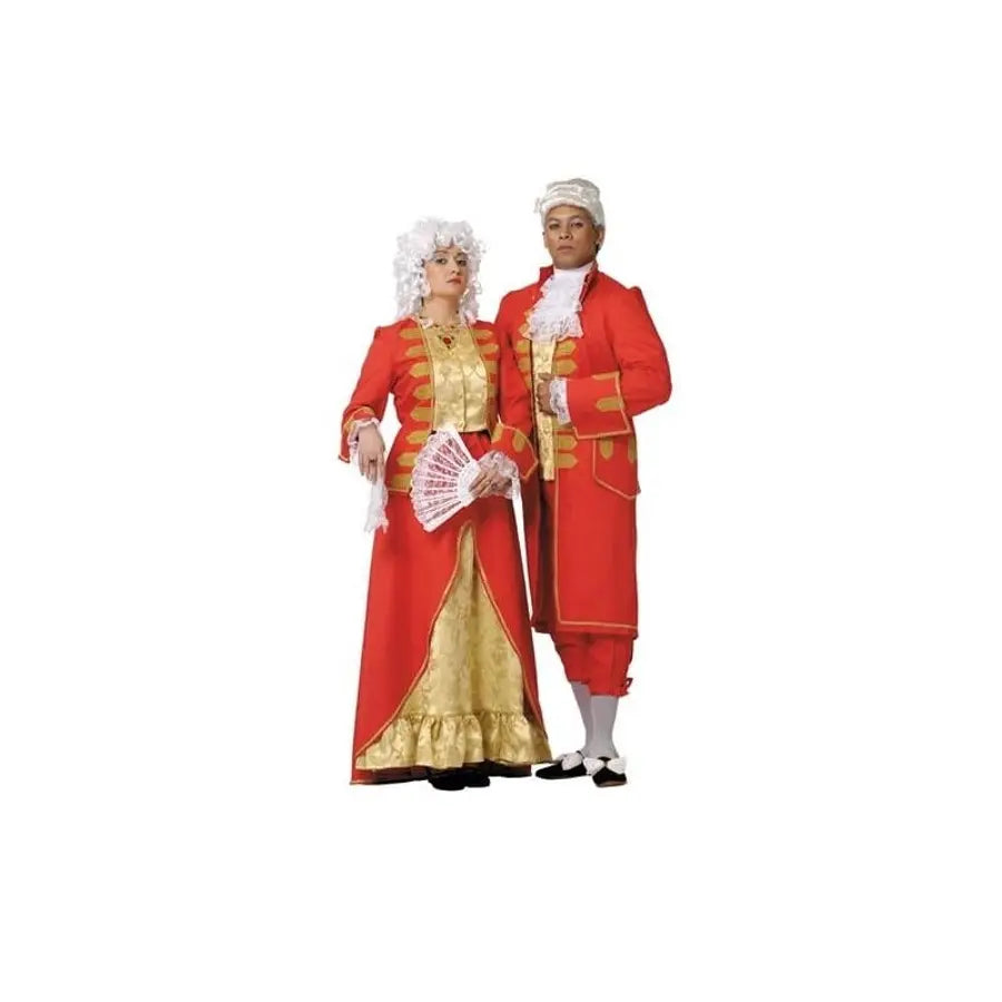 Vestido Condesa Rococó Rojo y Dorado Adulto