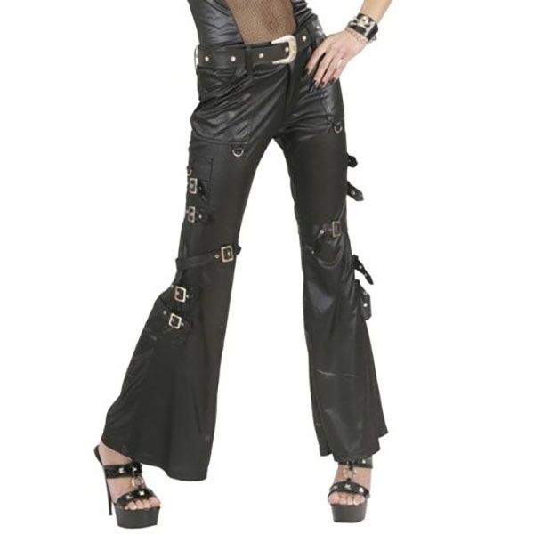 Pantalón de Cuero Negro con Hebillas