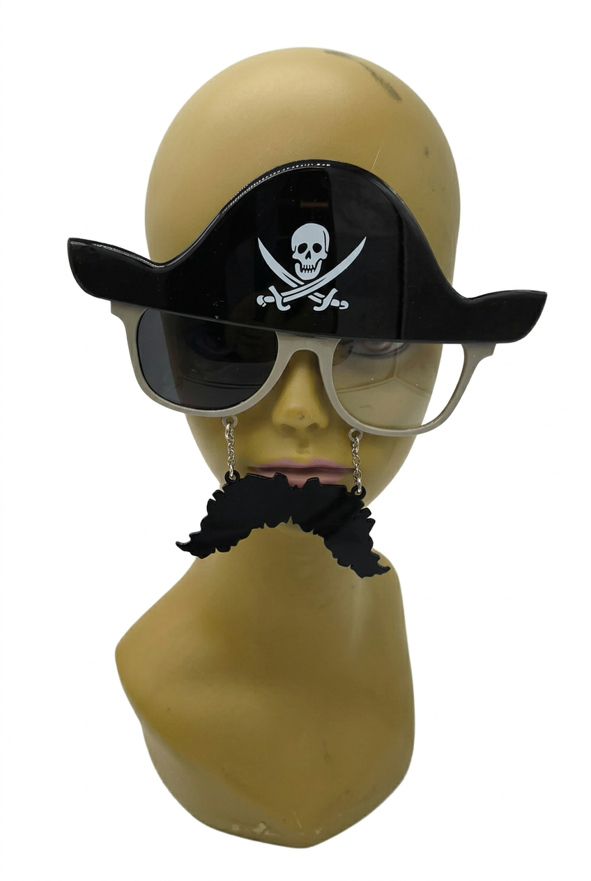 Gafas de Pirata con Sombrero y Barba Colgante para Disfraz