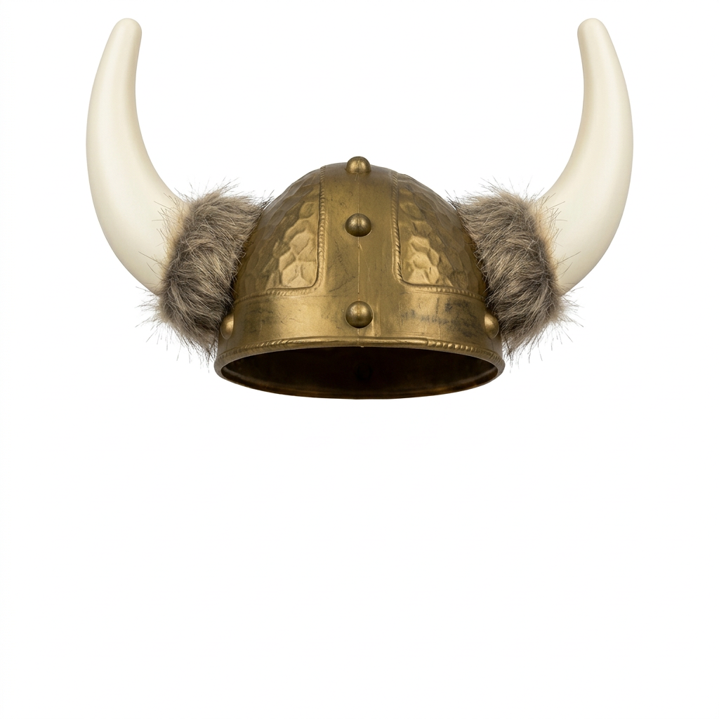 Casco Vikingo Dorado con Cuernos Blancos y Pelo Sintético para Disfraz