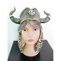 Latex Viking Helmet — Gray Fringe and Neck Guard